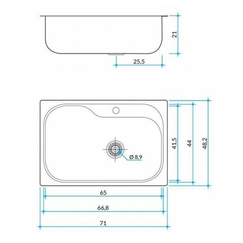 Pileta Simple Luxor SI71A 1Perf+D/D Johnson 71x48,2x21 - Imagen 2