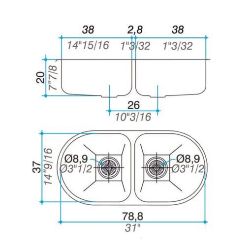 Pileta Doble DN1 Pulido Tradicional Johnson - Imagen 2