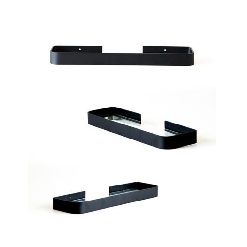 Repisa Simple Cristal  Negro Mate Preto Acceco