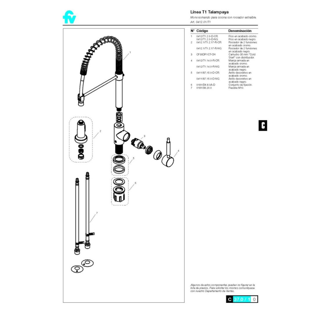 Griferia Mesada Monocomando c/Rociador Talampaya FV - Imagen 3
