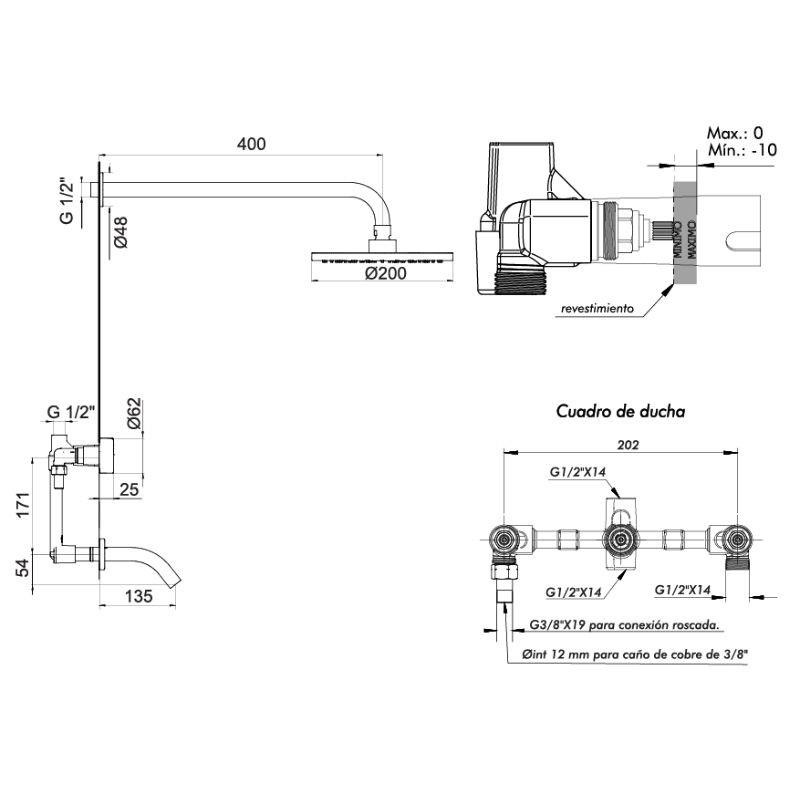 Ducha con Transferencia Fv Grip Cierre Ceramico 0103/L8-CR - Imagen 2