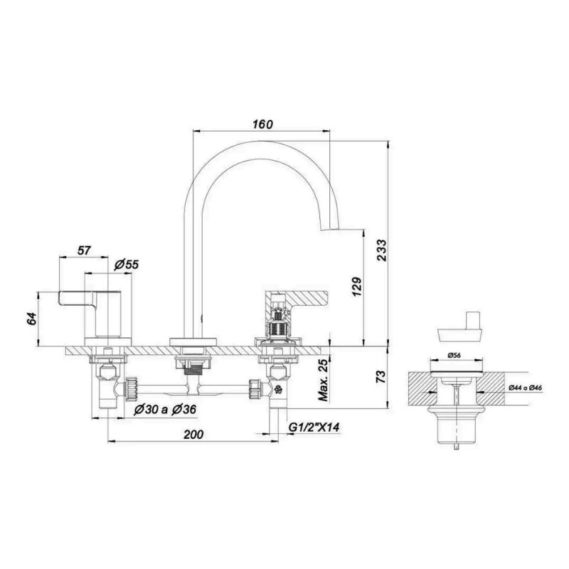 Lavatorio Fv Mauna Cierre Ceramico 0207/G8-CR - Imagen 2