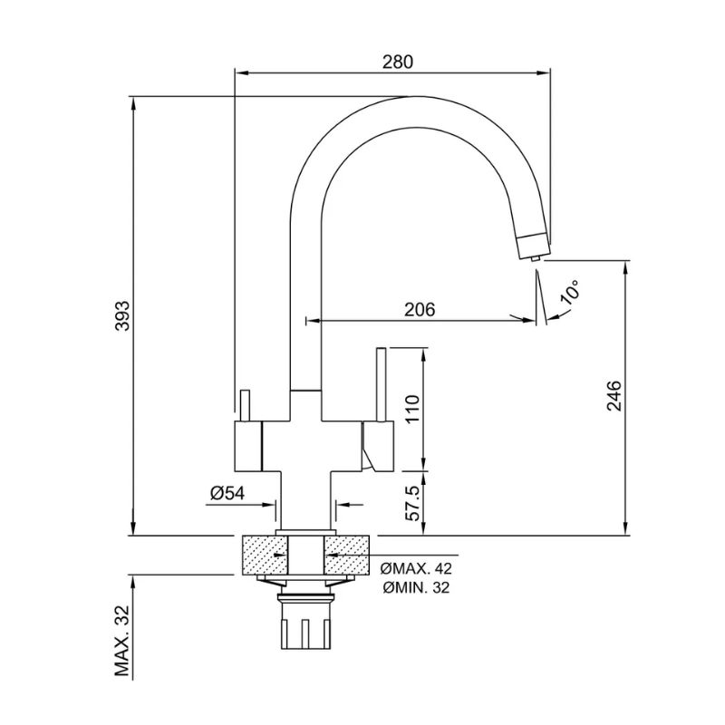 Cocina Monocomando Peirano Vita c/Filtro Purif Acero Inox X 22-178 - Imagen 2