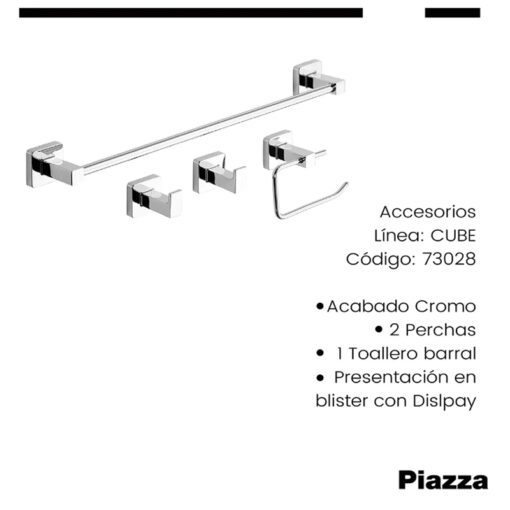 Set de 4 Accesorios Piazza Cromo CUBE 73028 - Imagen 2