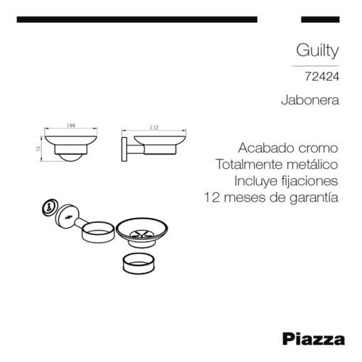 Jabonera Vidrio S/ Pared GUILTY Piazza 72424 - Imagen 2