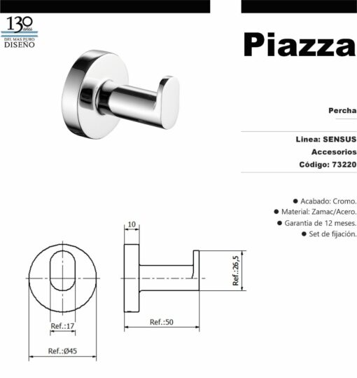 Percha Cromo Sensus Piazza 73220 - Imagen 2