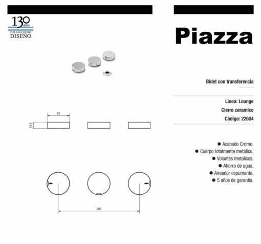 Bidet con Transferencia Cromo Lounge Piazza22604 - Imagen 2