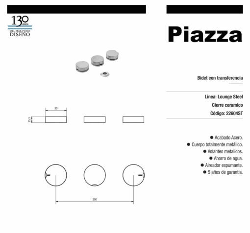 Bidet con Transferencia Lounge Steel Piazza 22604ST - Imagen 2