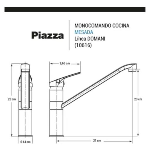 Griferia Cocina Monocomando Piazza Domani 10616 Alta Cromo - Imagen 2
