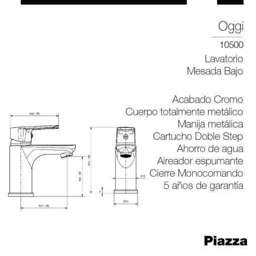 Lavatorio Mesada Oggi Cromo Piazza 10500 - Imagen 3