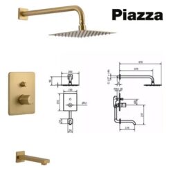 Ducha de embutir con transferencia Lounge Art Oro Mate Piazza 10906OM