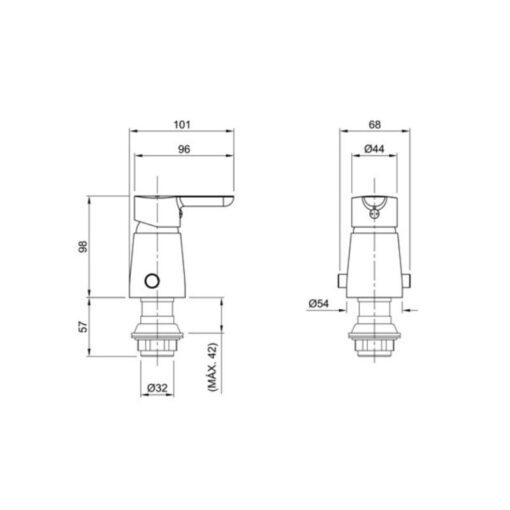 Griferia Bidet Monocomando Baño Steel Peirano 70-205 - Imagen 2