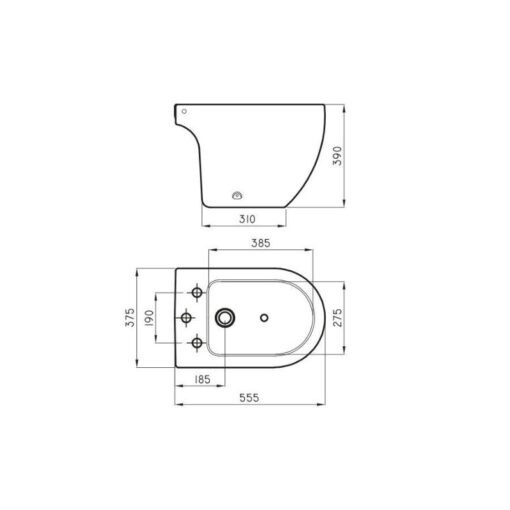 Bidet 3 agujeros Negro Fontana Ferrum - Imagen 2