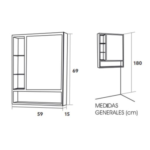 Botiquín Baño Mónaco Ebano 59cmx69cm - Imagen 2