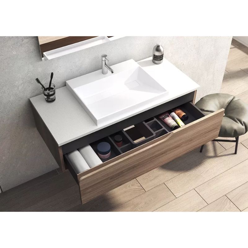 Vanitory Colgante C/Tapa Greco 80cm Califor 2 Cajones Schneider