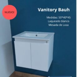 Vanitory Bauh Colgante Blanco 50cm Con Mesada Loza Ferrari 1agujero  LA