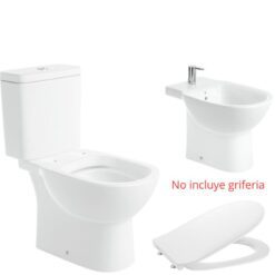 Combo Debba Roca Inodoro Largo + Bidet + Depósito + Asiento