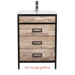 Vanitory De Pie Con Mesada Campi Iron 1 Agujero Roble 60cm