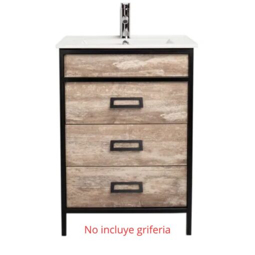 Vanitory De Pie Con Mesada Campi Iron 1 Agujero Roble 60cm