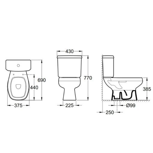 Combo Monaco Roca Inodoro Largo + Deposito + Asiento + Bidet - Imagen 2