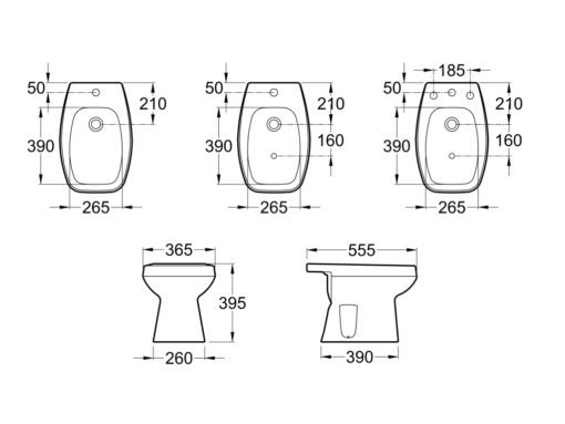 Combo Monaco Roca Inodoro Largo + Deposito + Asiento + Bidet - Imagen 3